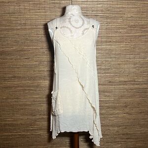 Cream Lightweight 95% polyester, 5% Spandex Tunic or Minidress